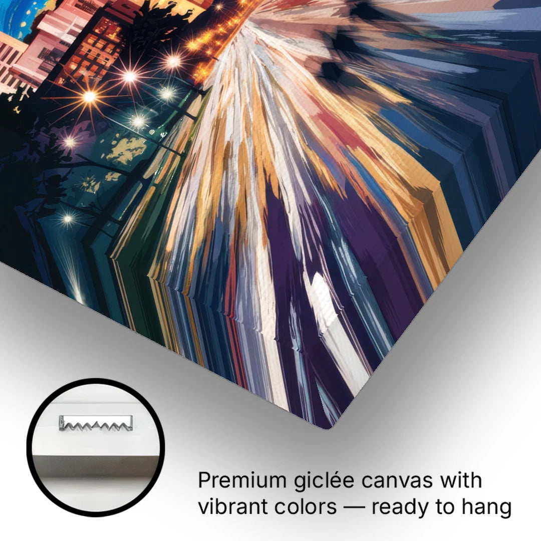 Raleigh Urban Night Lights - Canvas Wall Art - Gallery Wrap Corner