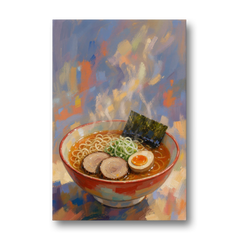 Ramen Painting with Steam and Soft Egg - Canvas Wall Art - Front