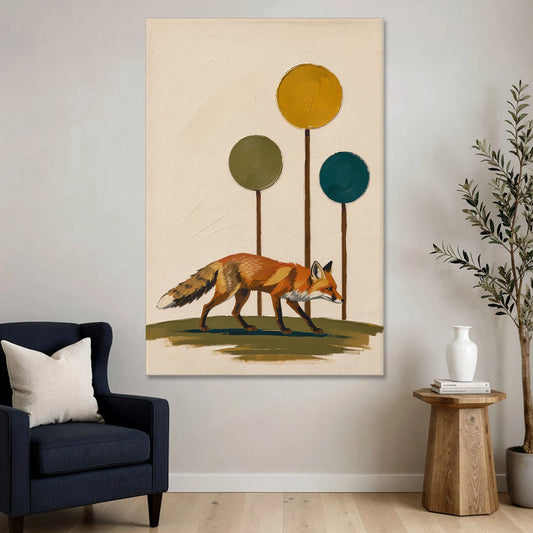 Red Fox Trotting Through Lollipop Autumn Trees - Canvas Wall Art - Sofa - 40x60