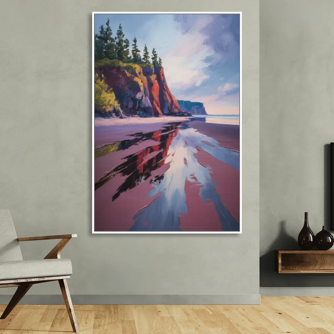 Red Sand Shores Sitting Room - White Canvas Wall Art