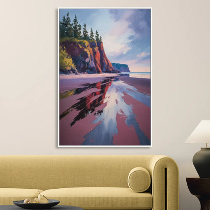 Red Sand Shores Living Room - White Canvas Wall Art