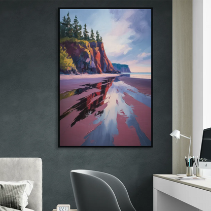 Red Sand Shores Sitting Room - Black Canvas Wall Art