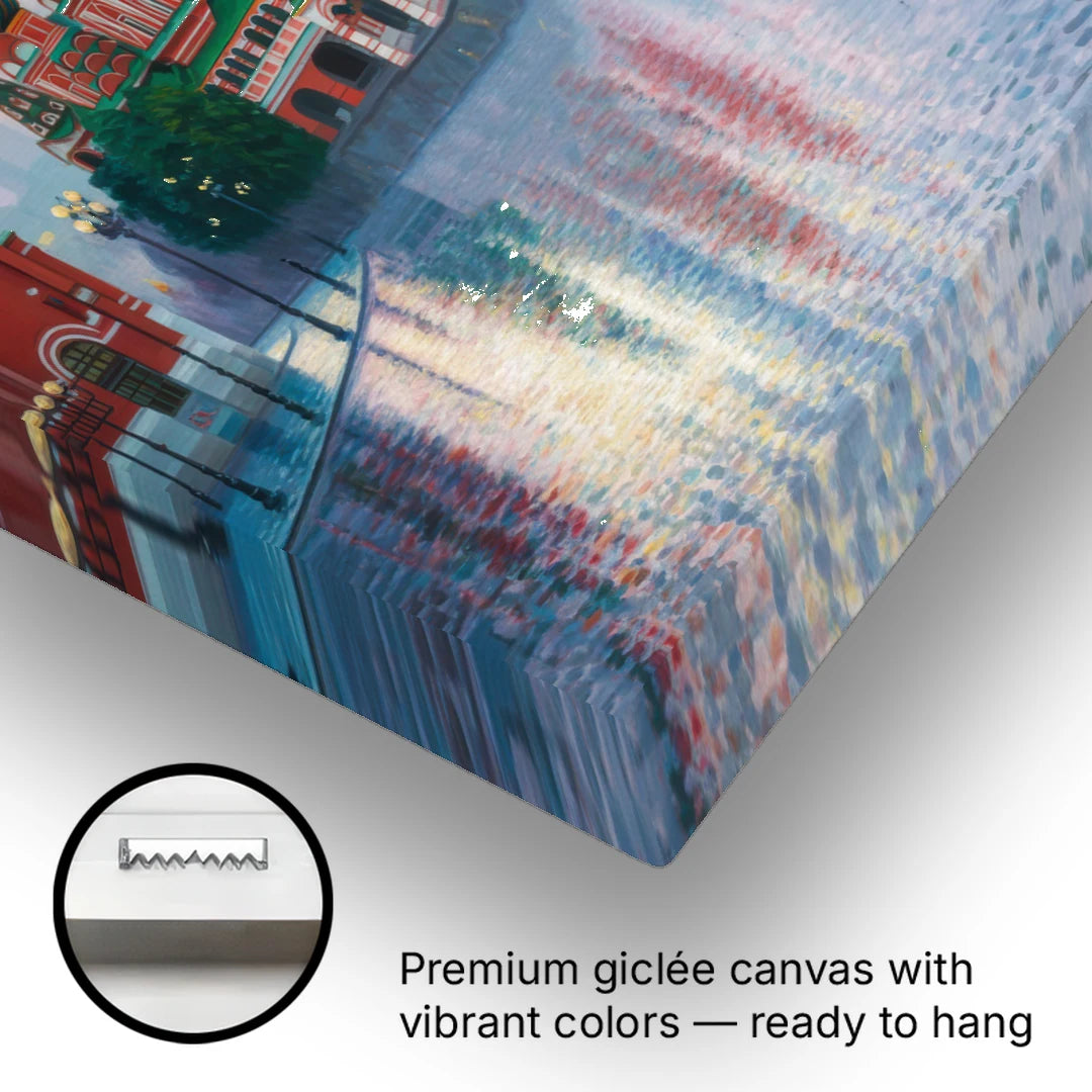 Red Square Reflections - Canvas Wall Art - Gallery Wrap Corner