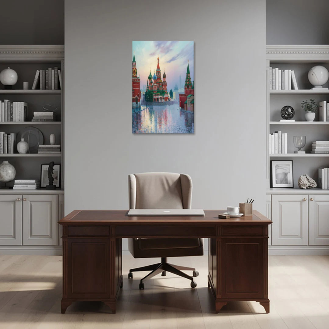 Red Square Reflections - Canvas Wall Art - Office - 24x36