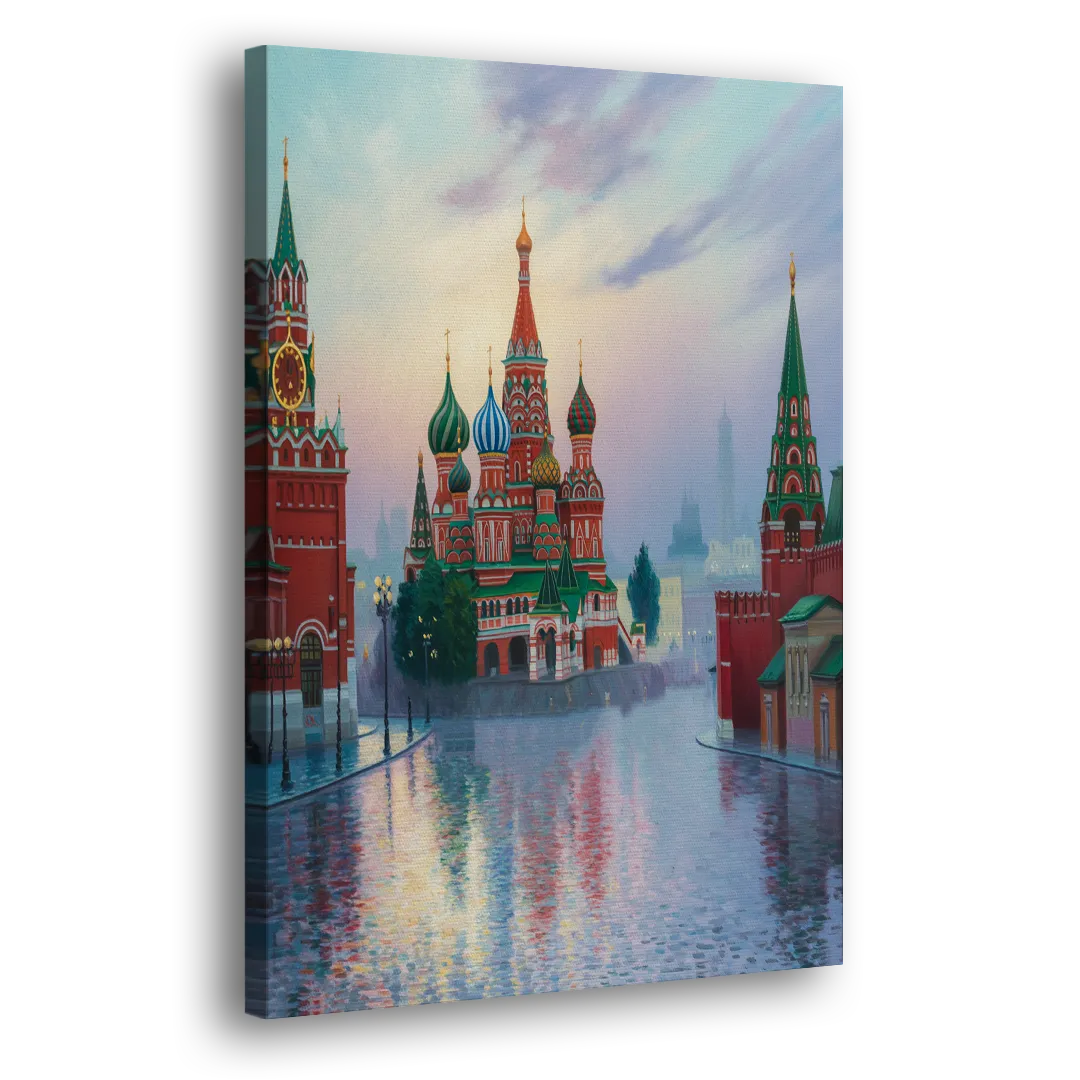Red Square Reflections Side - Canvas Wall Art