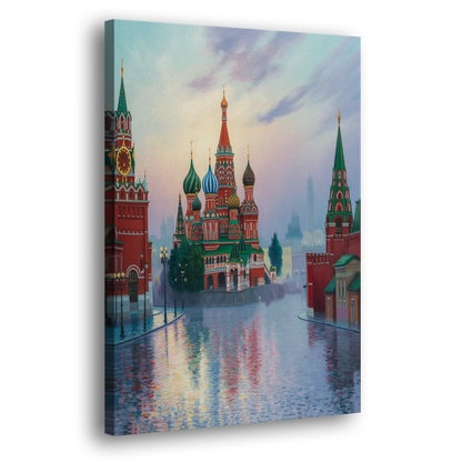 Red Square Reflections Side - Canvas Wall Art
