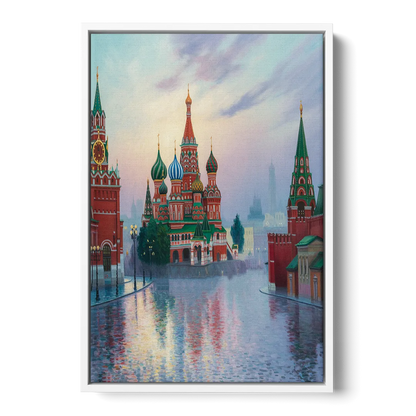 Red Square Reflections Front - White Canvas Wall Art