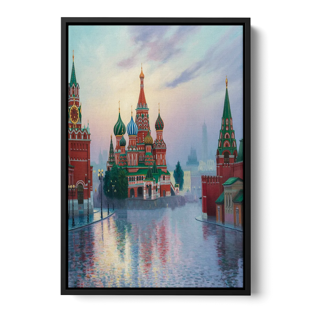 Red Square Reflections Front - Black Canvas Wall Art