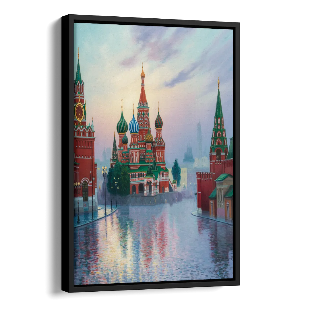 Red Square Reflections Side - Black Canvas Wall Art