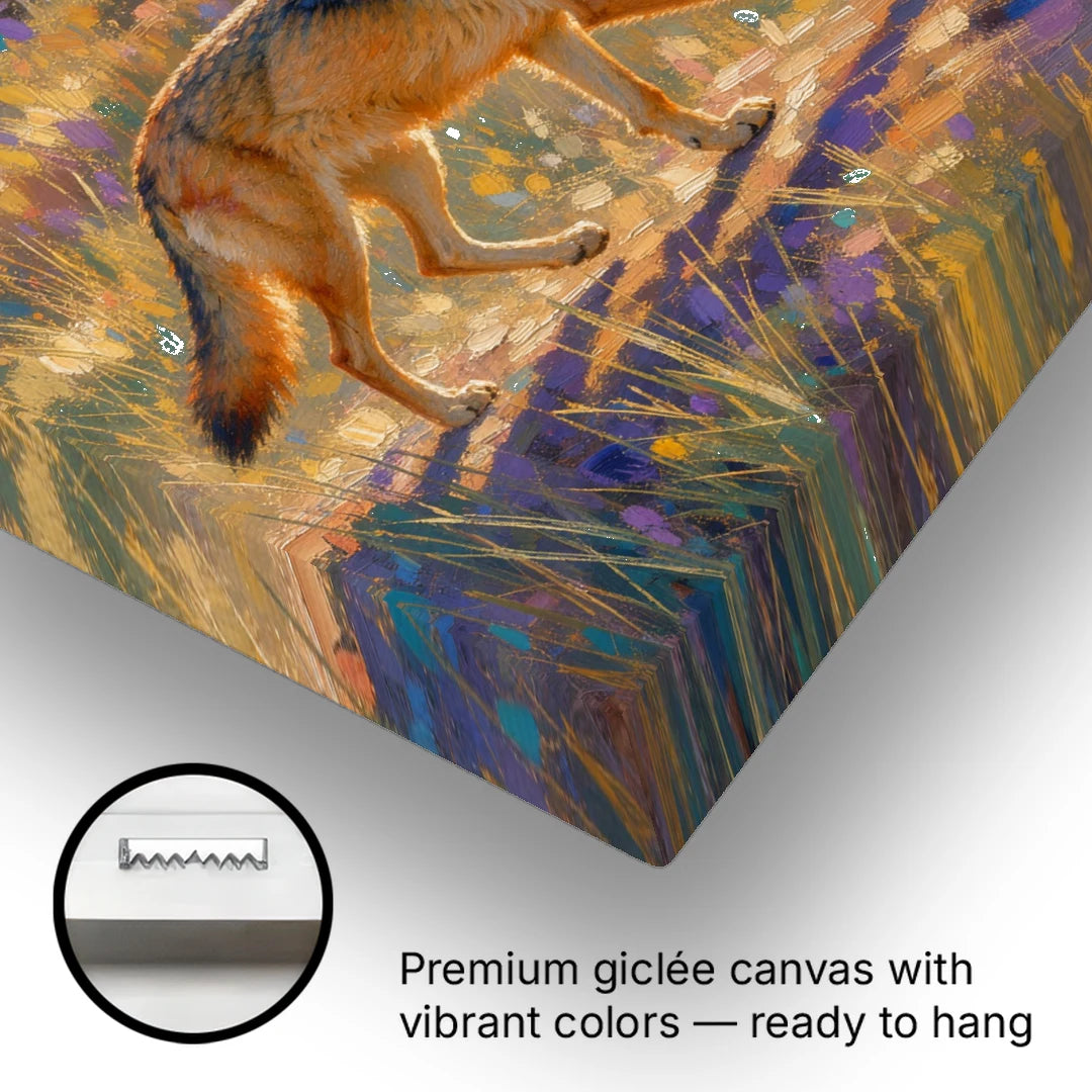 Red Wolf at the Golden Marsh - Canvas Wall Art - Gallery Wrap Corner