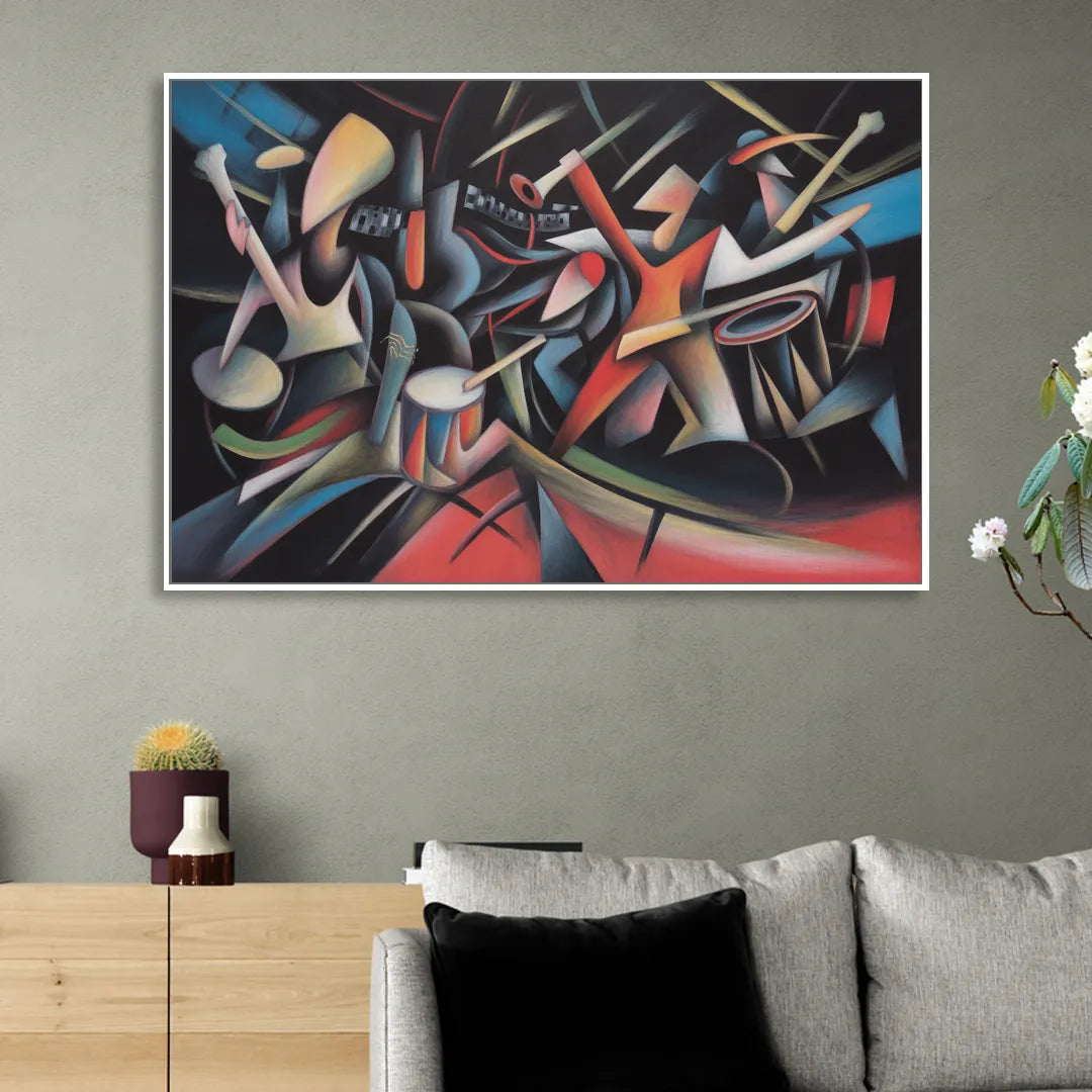 Reeperbahn Rhythm Sitting Room - White Canvas Wall Art