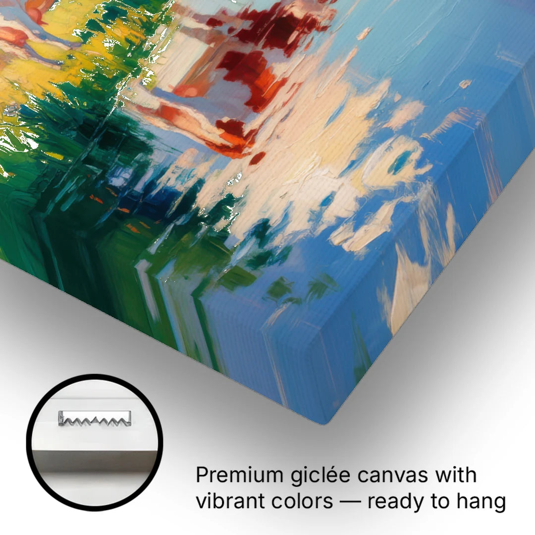 Reflective Cow by Water - Canvas Wall Art - Gallery Wrap Corner
