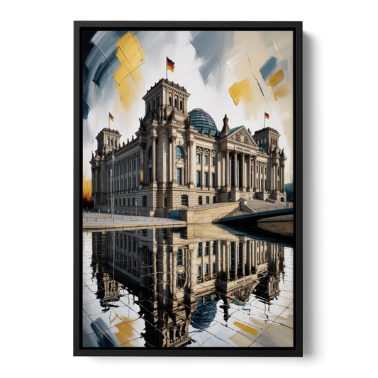 Reichstag Reflections - Black Framed Canvas Wall Art - Front