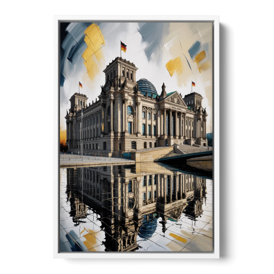Reichstag Reflections - White Framed Canvas Wall Art - Front