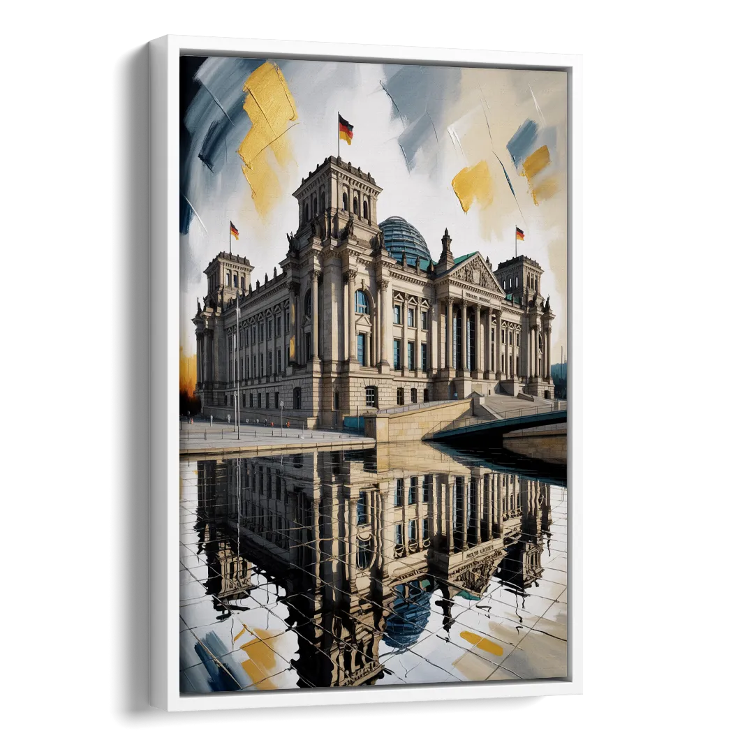 Reichstag Reflections Side - White Canvas Wall Art
