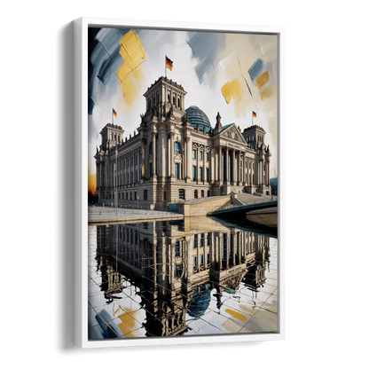 Reichstag Reflections Side - White Canvas Wall Art