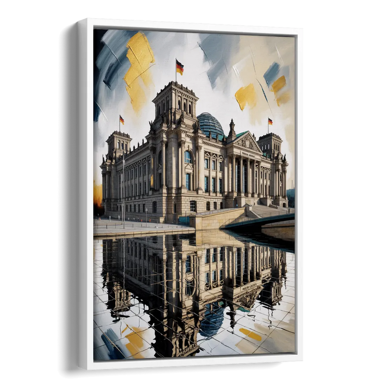 Reichstag Reflections Side - White Canvas Wall Art