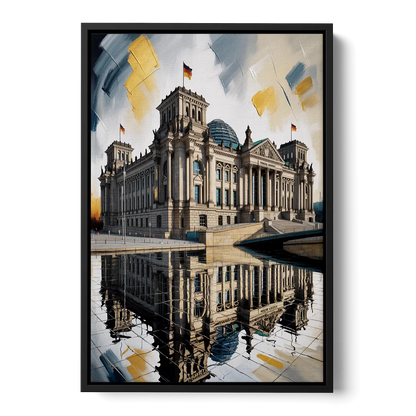 Reichstag Reflections Front - Black Canvas Wall Art