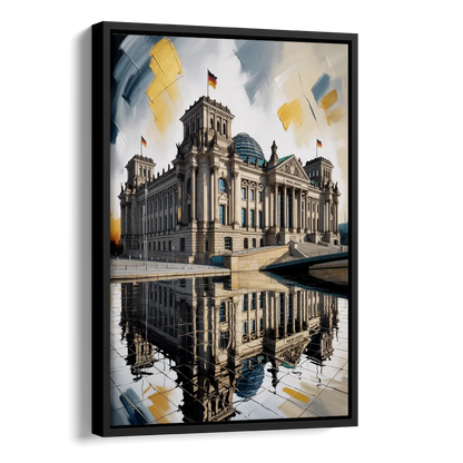 Reichstag Reflections Side - Black Canvas Wall Art