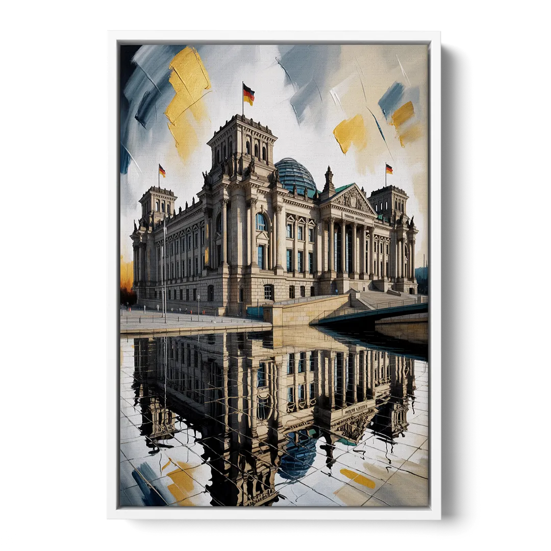 Reichstag Reflections Front - White Canvas Wall Art