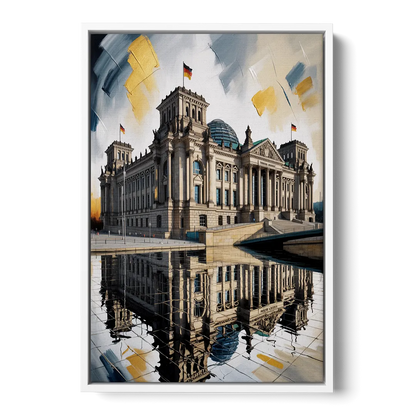 Reichstag Reflections Front - White Canvas Wall Art