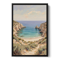 Relaxing Ochre Cliff Cove for the Spa Bathroom - Black Framed Canvas Wall Art - Front