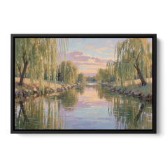 Relaxing Wall Art for Bedroom Willow River Glow - Black Framed Canvas Wall Art - Front
