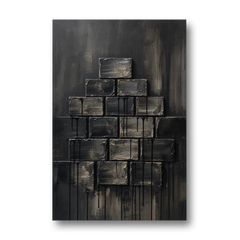 Relief Wall Art of Stacked Charcoal Blocks - Canvas Wall Art - Front