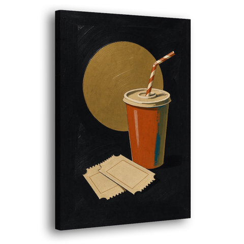 Retro Movie Wall Art with Soda and Tickets - Canvas Wall Art - Side