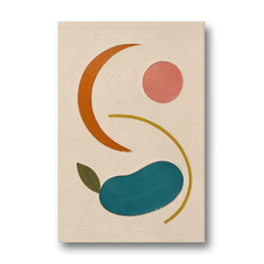 Retro Wall Decor with Teal Pebble and Coral Sun - Canvas Wall Art - Front