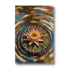 Retro Water Lily in Ripple Rings for the Bathroom - Canvas Wall Art - Front