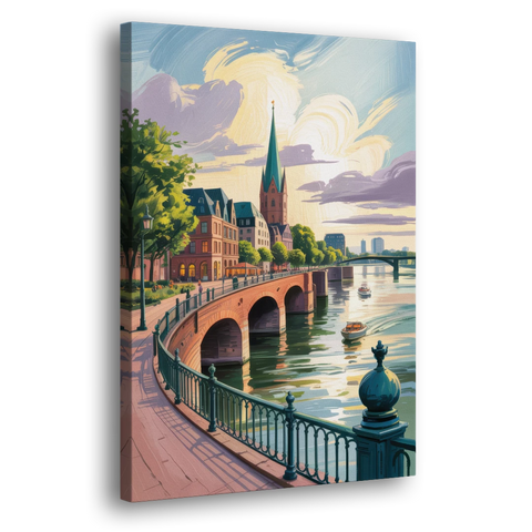 Rhine Promenade - Canvas Wall Art - Side