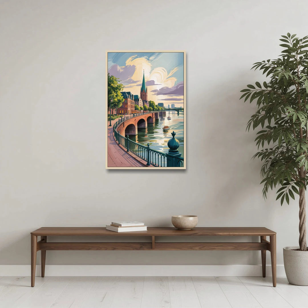 Rhine Promenade - Oak Framed Canvas Wall Art - Coffee Table - 24x36