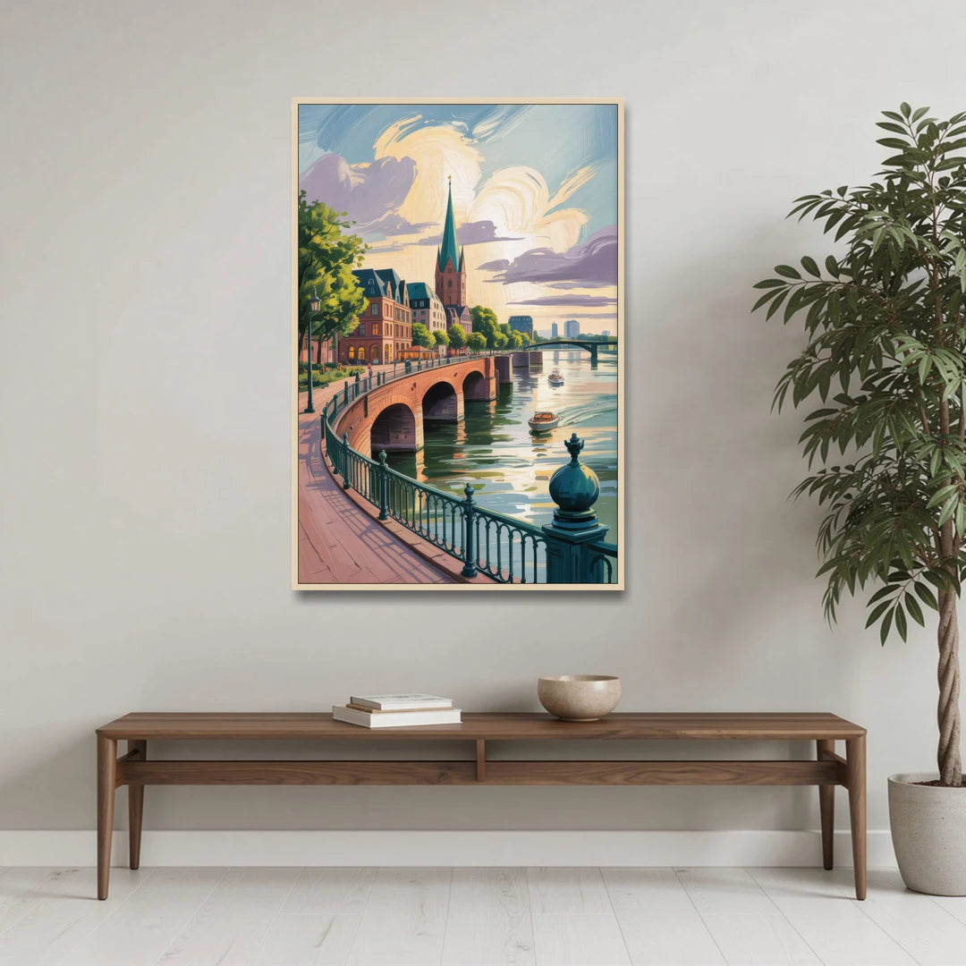Rhine Promenade - Oak Framed Canvas Wall Art - Coffee Table - 32x48