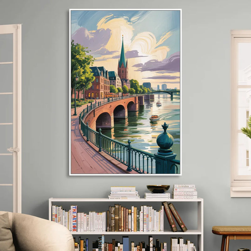 Rhine Promenade Sitting Room - White Canvas Wall Art