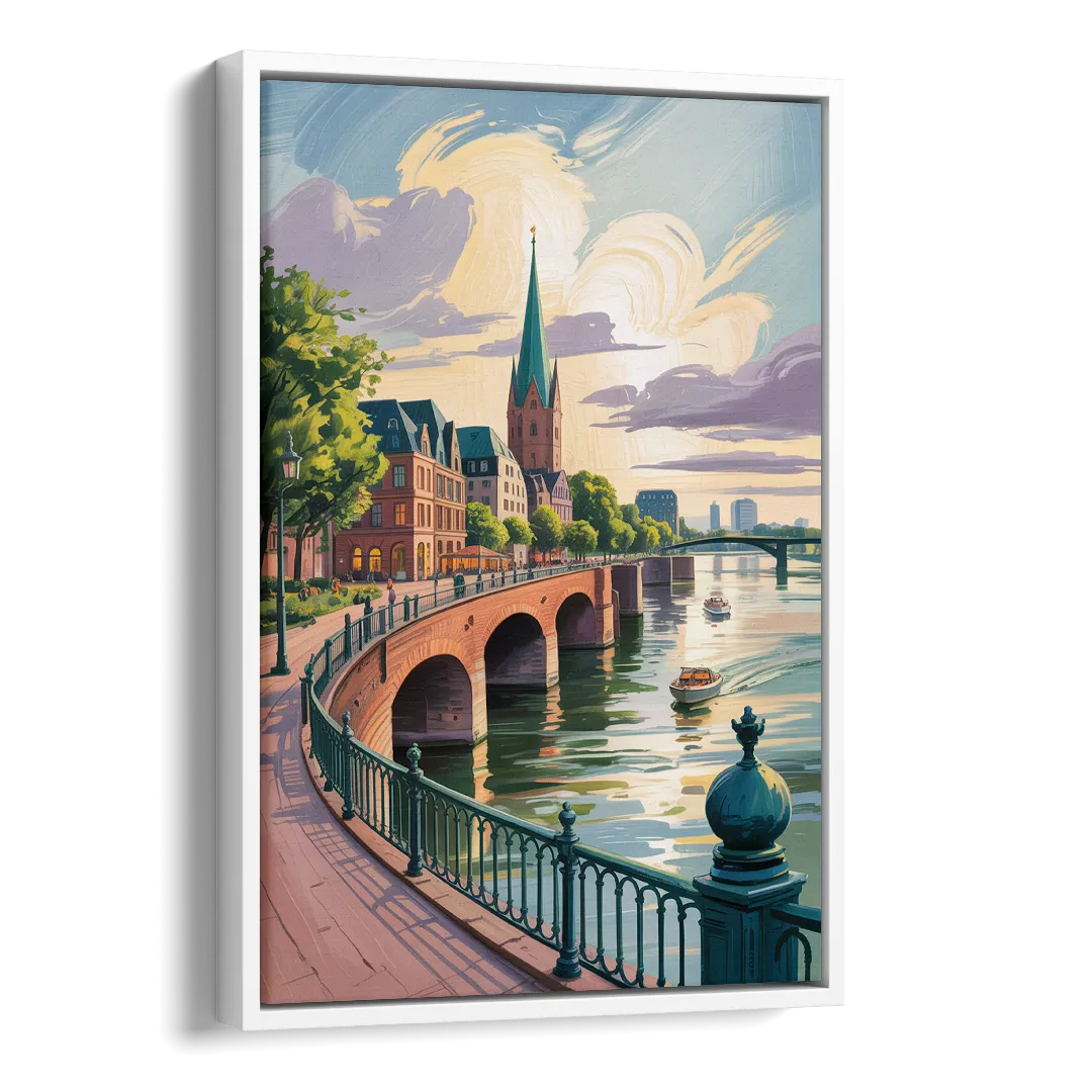 Rhine Promenade Side - White Canvas Wall Art