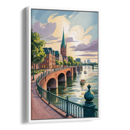 Rhine Promenade Side - White Canvas Wall Art
