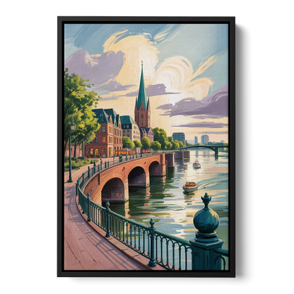 Rhine Promenade Front - Black Canvas Wall Art