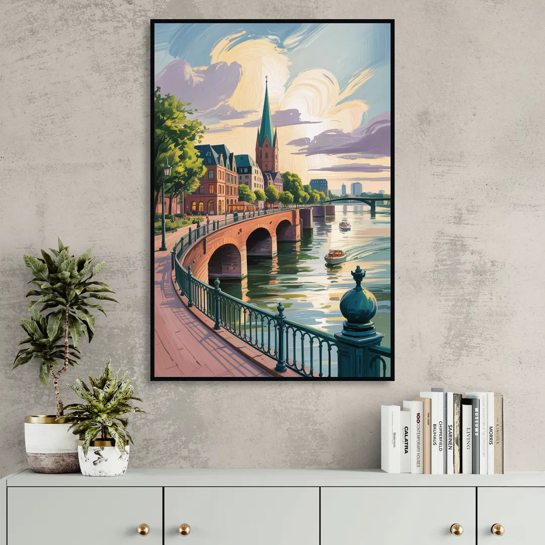 Rhine Promenade Sitting Room - Black Canvas Wall Art