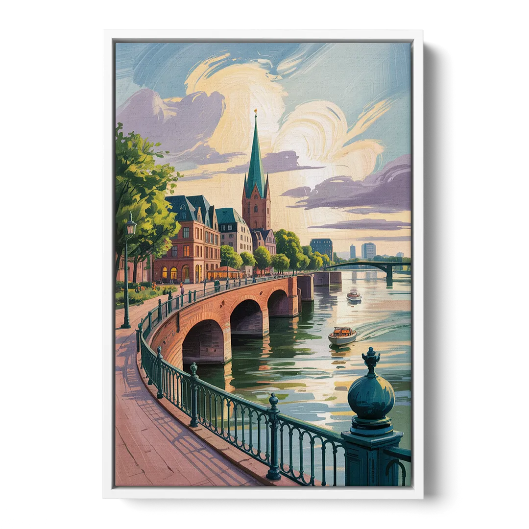 Rhine Promenade Front - White Canvas Wall Art