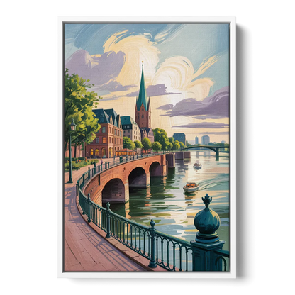 Rhine Promenade Front - White Canvas Wall Art