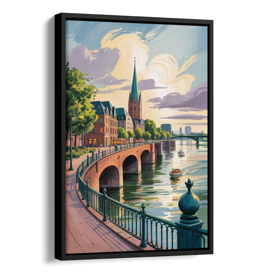 Rhine Promenade Side - Black Canvas Wall Art