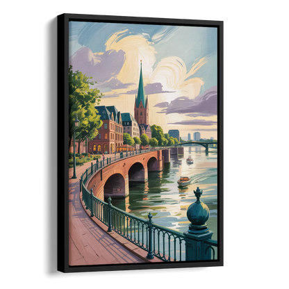 Rhine Promenade Side - Black Canvas Wall Art