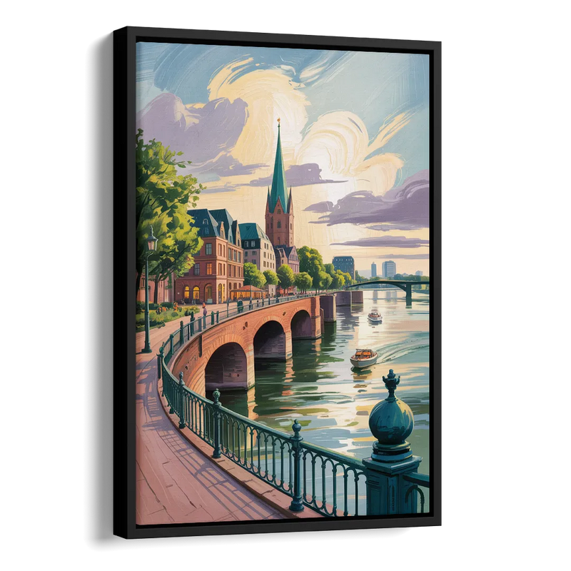 Rhine Promenade Side - Black Canvas Wall Art