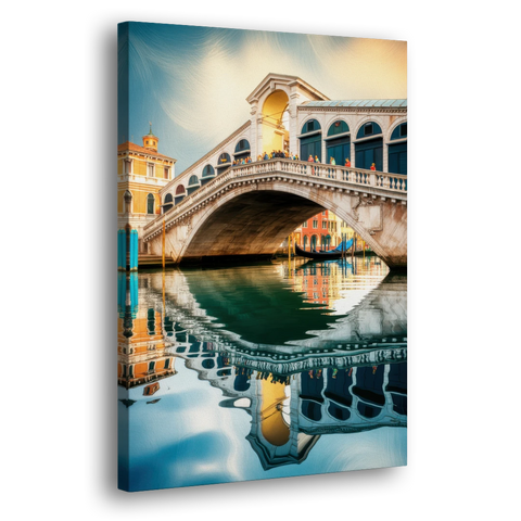 Rialto Bridge Reflections - Canvas Wall Art - Side