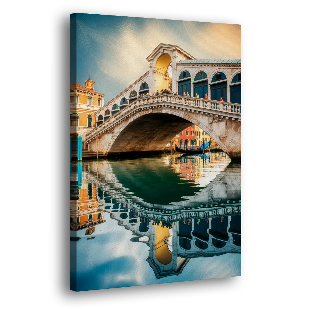 Rialto Bridge Reflections Side - Canvas Wall Art