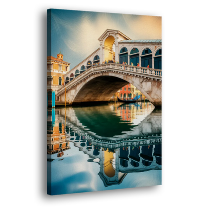 Rialto Bridge Reflections Side - Canvas Wall Art