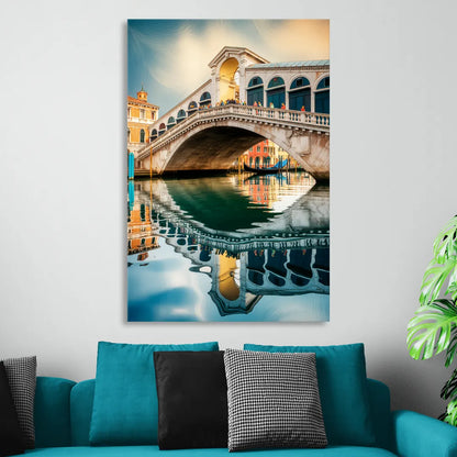 Rialto Bridge Reflections Living Room - Canvas Wall Art