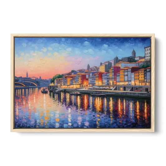 Ribeira Reflections - Oak Framed Canvas Wall Art - Front