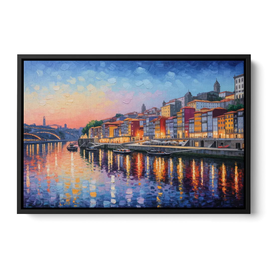 Ribeira Reflections Front - Black Canvas Wall Art